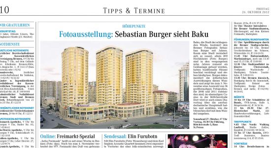 Der Weser Kurier vom 16.10.2012 über die Baku Ausstellung in Bremen